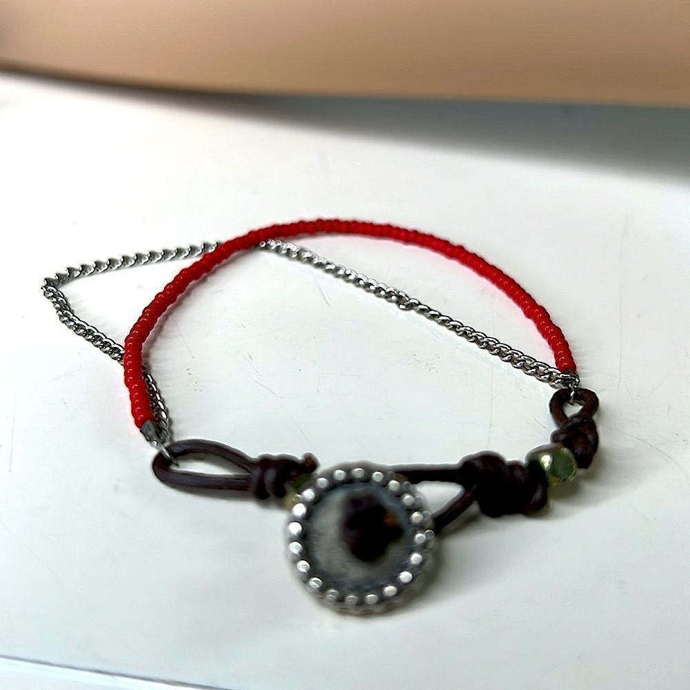 Dainty Leather Handcrafted Double Strand Bracelet 7”